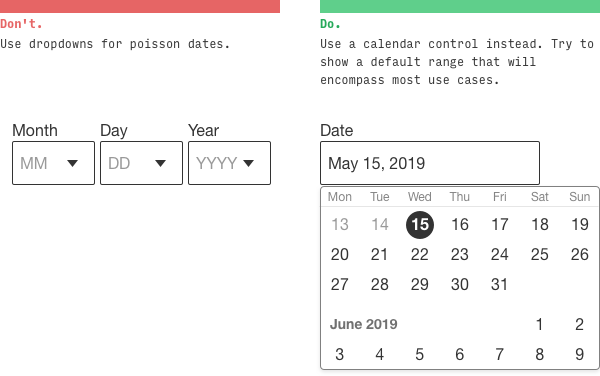 calendar control instead of dropdown control