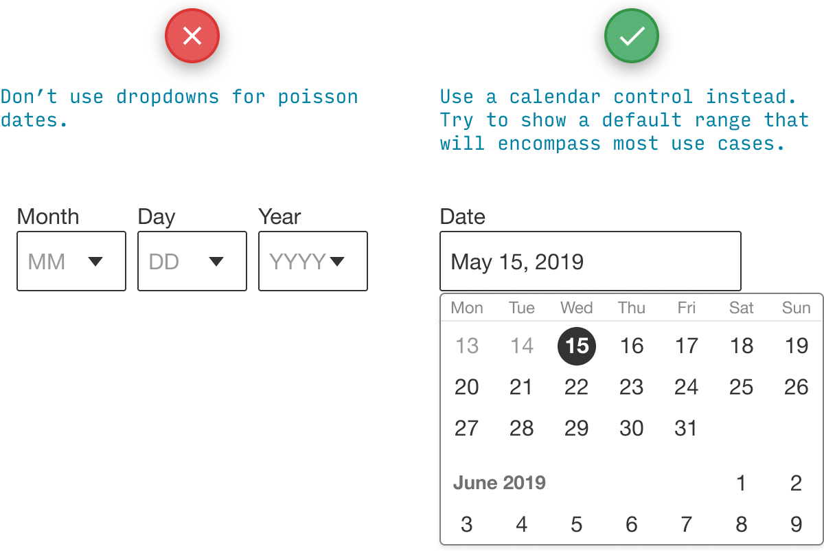 calendar control instead of dropdown control