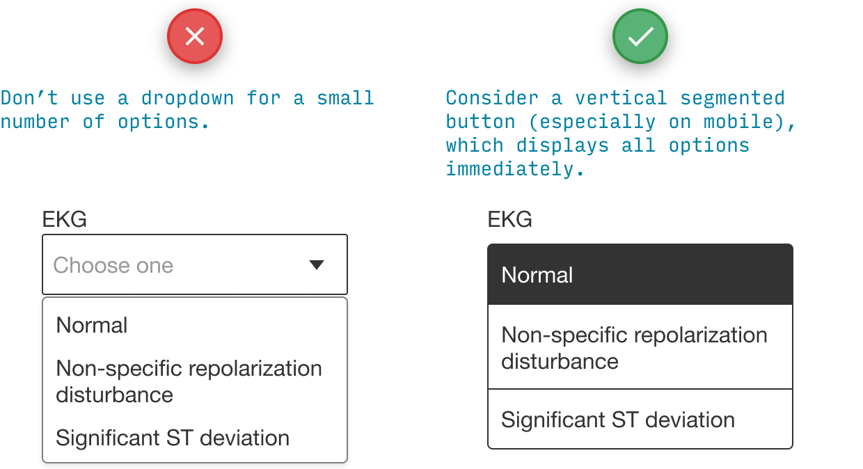 vertical segmented button instead of dropdown control