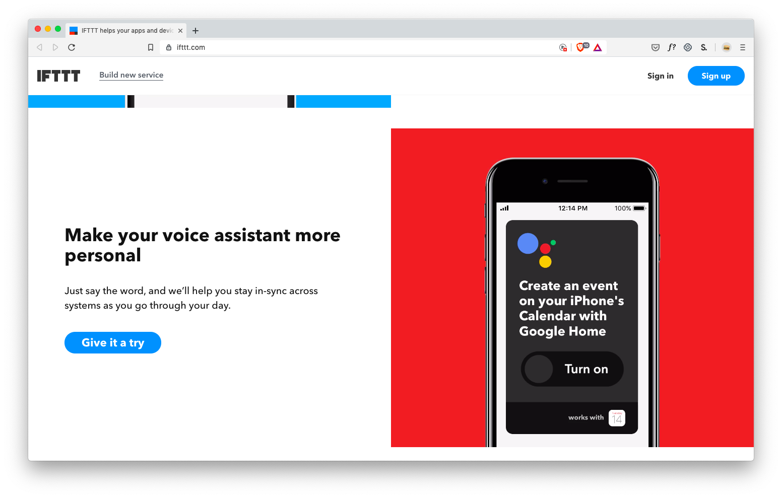 IFTTT UI teaches by example