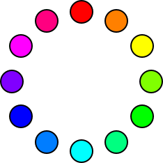 Wheel of hues at 30° intervals