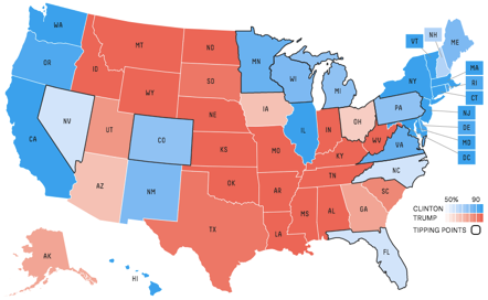 FiveThirtyEight voting by state divergent visualization