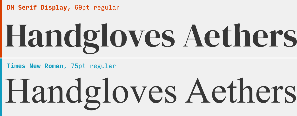 DM Serif Display vs. Times New Roman font comparison
