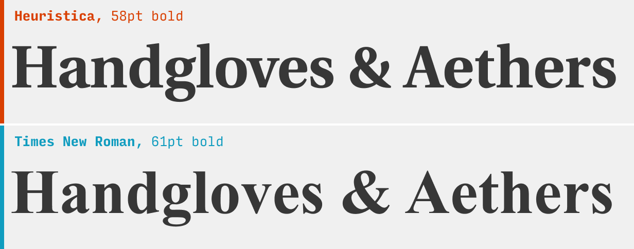 Heuristica vs. Times New Roman title font comparison