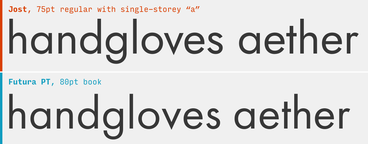 Jost vs. Futura font comparison