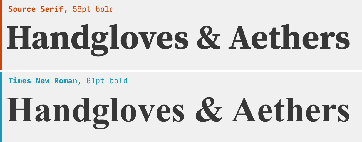 Source Serif vs. Times New Roman title font comparison