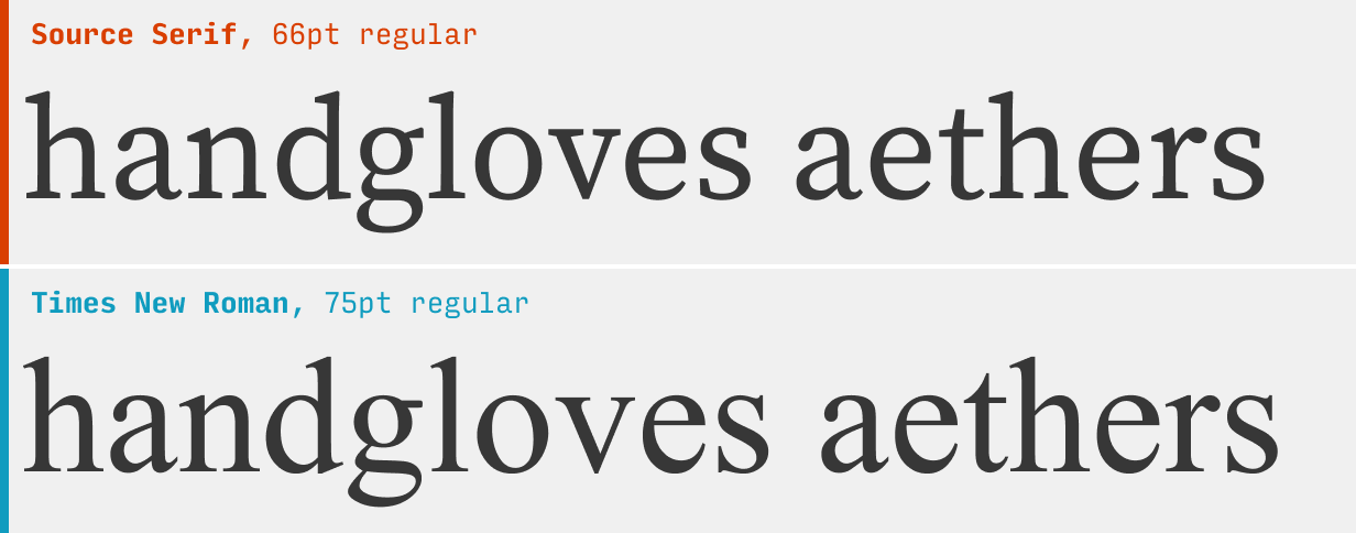 Source Serif vs. Times New Roman font comparison