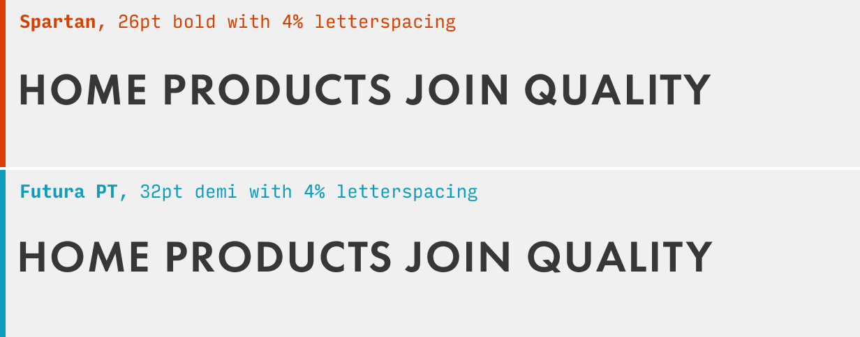 Uppercase Spartan vs. Futura font comparison