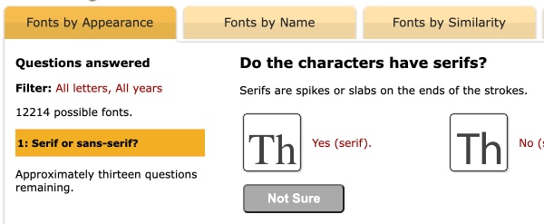 Identifont quiz to identify typefaces