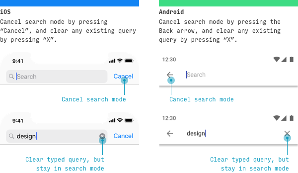 iOS vs Android search UI differences