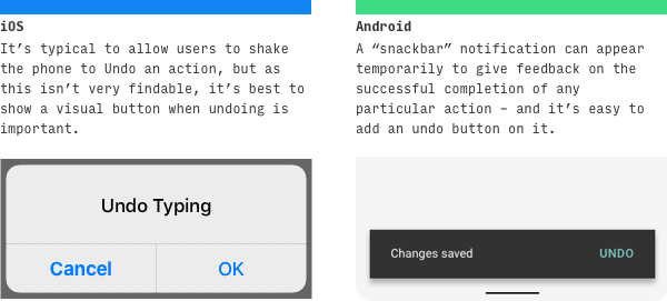 iOS vs Android undo control UI differences