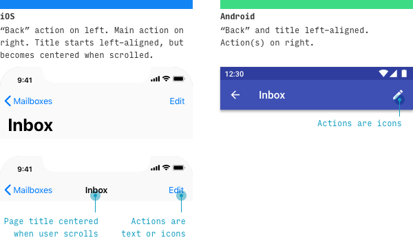 iOS vs Android nav UI differences