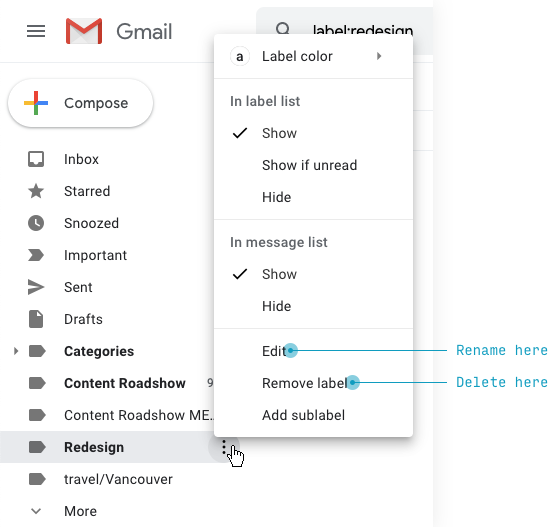 law of locality in gmail folder UI