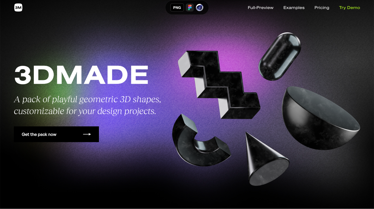 3DMADE's mesh gradient landing page