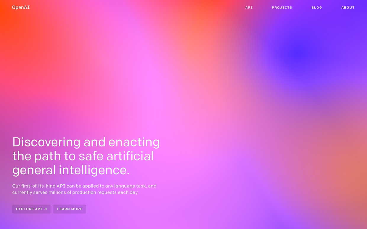 Open AI's mesh gradient landing page